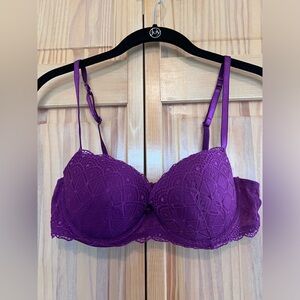 Candies underwire lace padded bra purple size 36B